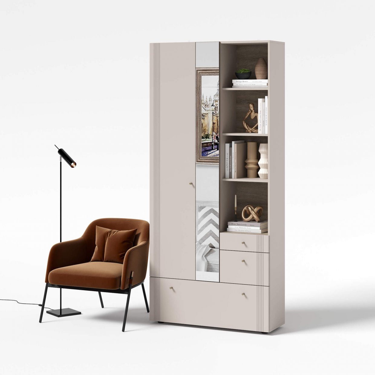 Вешалка с зеркалом Одетта (ВШ1) в Алдане - mebel154.com