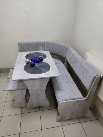 Кухонный уголок Миссия V велюр (цемент) в Алдане - mebel154.com