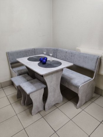 Кухонный уголок Миссия V велюр (цемент) в Алдане - mebel154.com