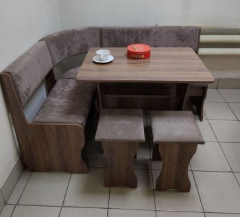 Кухонный уголок Миссия  V велюр(коричневый) в Алдане - mebel154.com