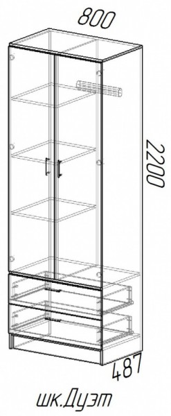 Шкаф 2-х дверный Дуэт в Алдане - mebel154.com